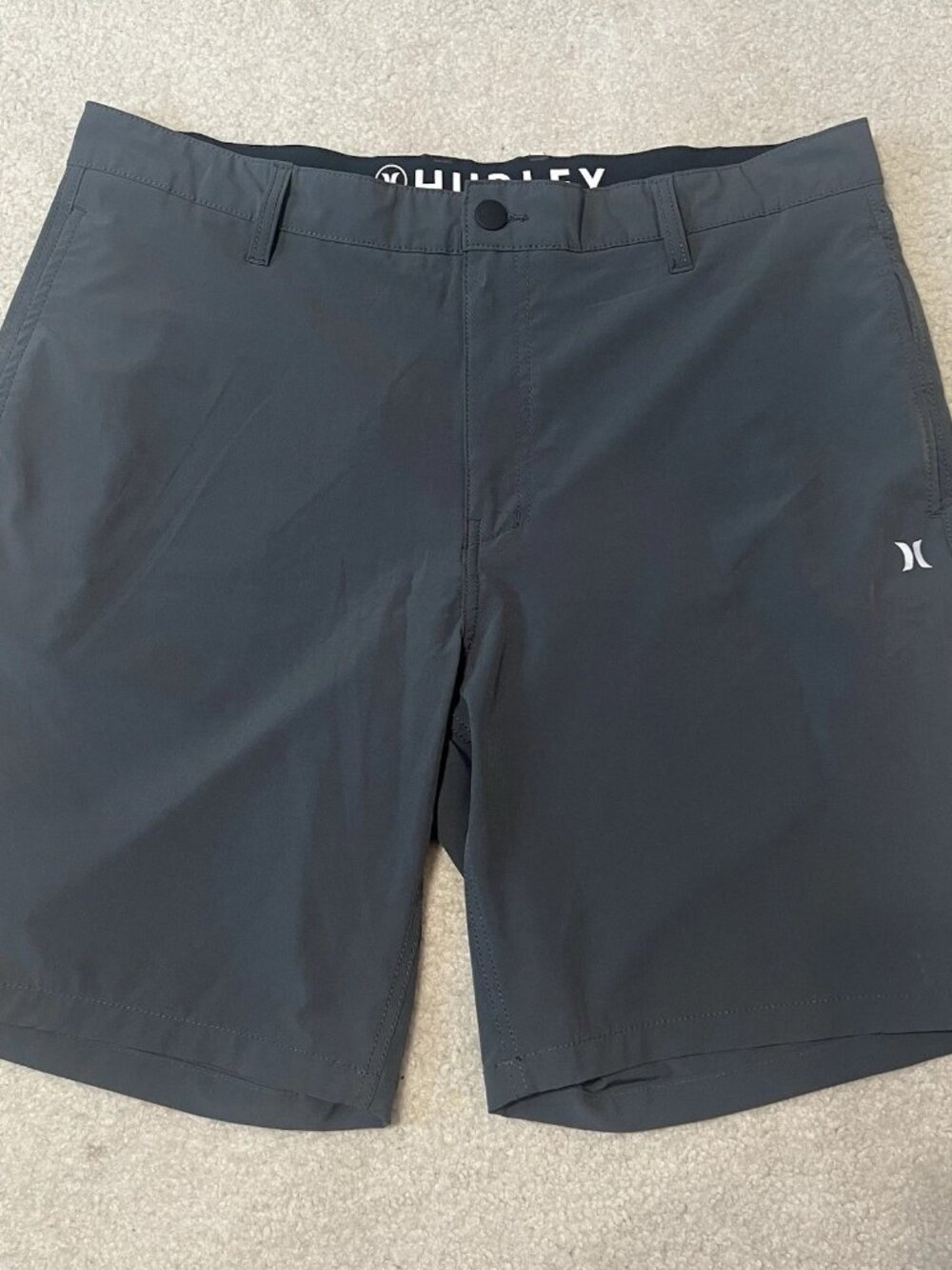 Hurley 38 Shorts Gray Mens Hybrid Board Surf Skate Chino Golf Casual 9" Inseam
